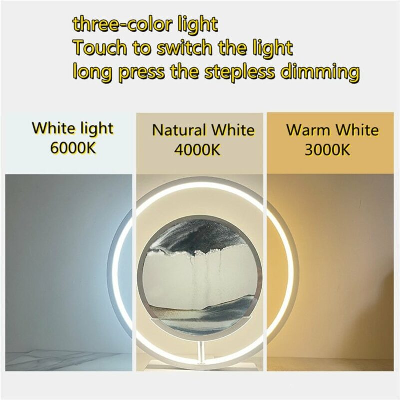 10 12inch Moving Sand Art LED Table Lamp 3D Hourglass Deep Sea Sandscape Display Flowing Frame 5