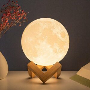 8cm Moon Lamp LED Night Light Battery Powered With Stand Starry Lamp Bedroom Decor Night Lights