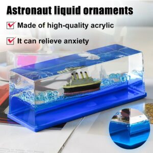 Titanic Cruise Ship Body Sea Ship Drift Bottle Liquid Hourglass Desktop Decoration Creative Cruise Ship Stress