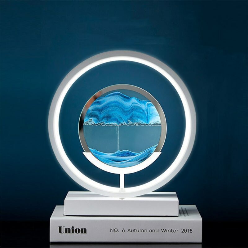 LED Moving Sand Art Table Lamp 3D Hourglass Deep Sea Sandscape Display Flowing Frame 10 12inch 2